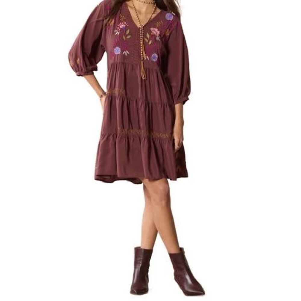 Johnny was xxl silk Toni dolman tiered dress with slip size NWT